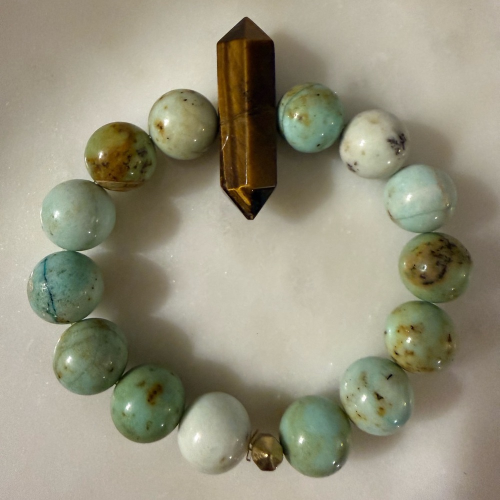 Haute Energy Natural Stone Beaded Bracelet with Tigers Eyes Accent